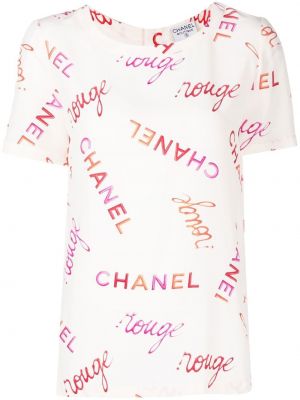 Raštuotas šilkinis marškinėliai Chanel Pre-owned