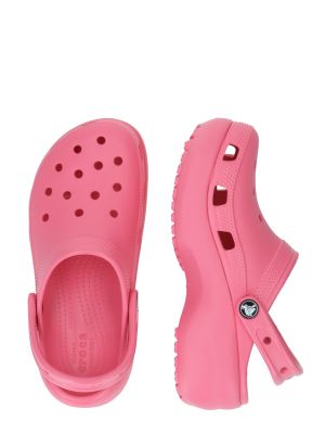 Klasikinės šlepetės su platforma Crocs rožinė