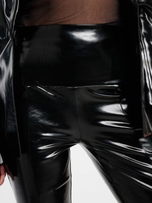 Δερμάτινο παντελόνι με ίσιο πόδι από λουστρίνι Norma Kamali μαύρο