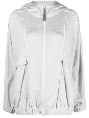 Hoodie i stickad Brunello Cucinelli grå