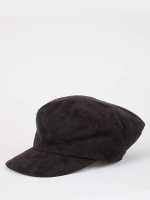 Велурена шапка с козирки Defacto черно