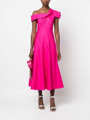 Asymetrické bavlněné midi šaty Roland Mouret růžové