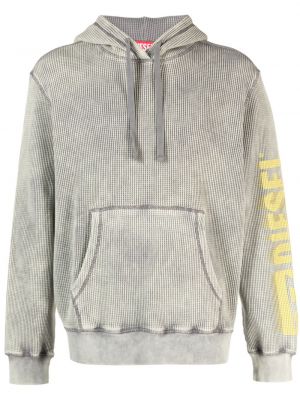 Pamučna hoodie s kapuljačom Diesel siva