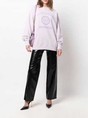 Oversize pullover mit print Saint Laurent lila
