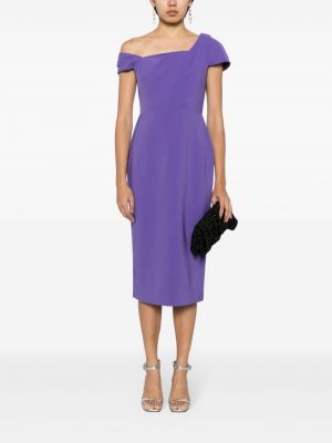 Sukienka midi asymetryczna z krepy Marchesa Notte fioletowa