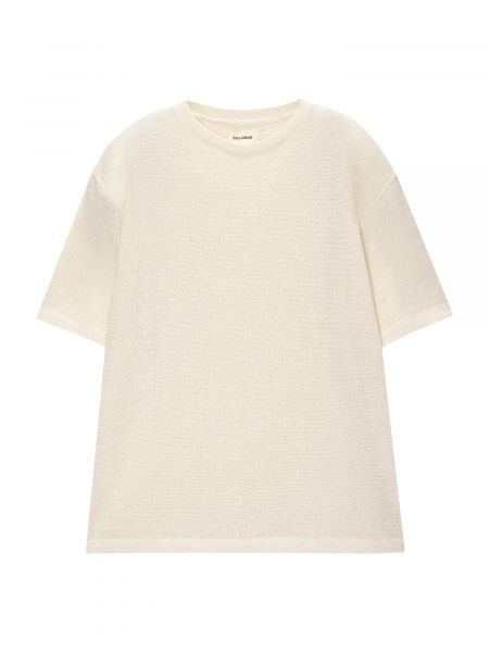 Памучна тениска Pull&bear бяло