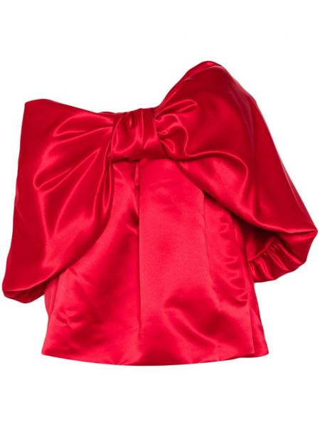 Oversized saténový top s mašlí Simone Rocha červený