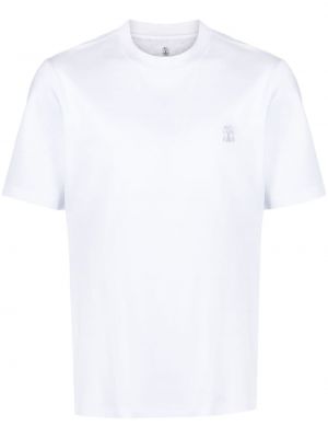 T-shirt en coton à imprimé Brunello Cucinelli blanc