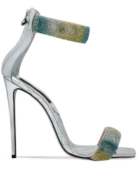 Sandale din piele de cristal Philipp Plein argintiu