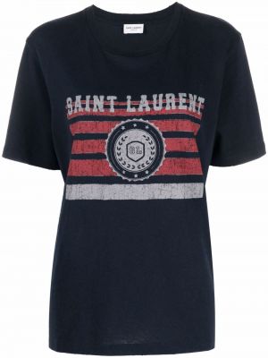 Majica s potiskom Saint Laurent modra