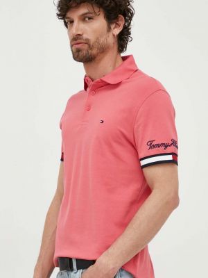Тениска с дълъг ръкав с апликация Tommy Hilfiger розово