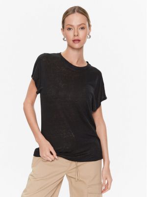 Lininis marškinėliai Calvin Klein juoda