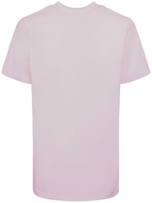 Памучна тениска със сърца Moncler розово