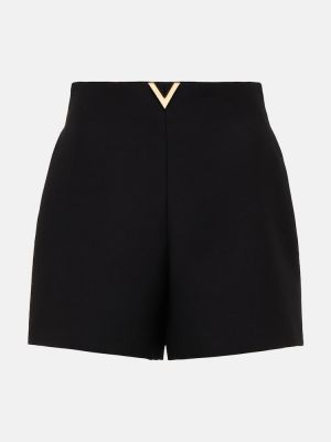 Pantaloni scurți de lână de mătase Valentino negru