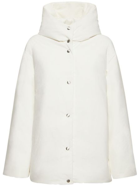 Pernata jakna s kapuljačom Jil Sander bijela