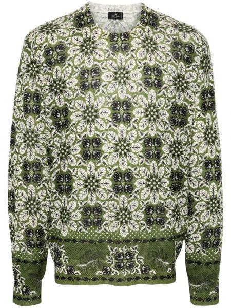 Sweter w kwiatki z nadrukiem Etro zielony