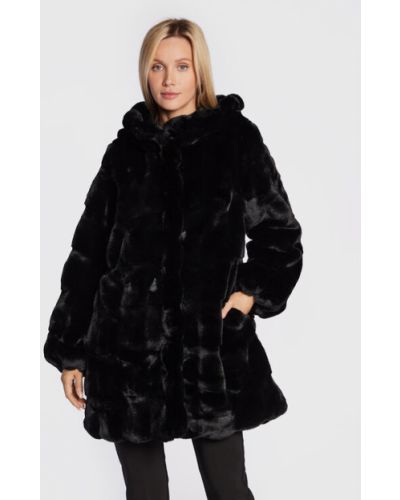 Szőrös kabát Fracomina - fekete