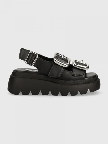 Kožne sandale s platformom Steve Madden crna