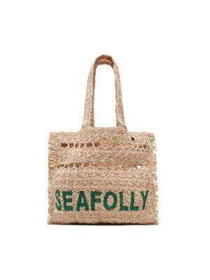 Плетени плажна чанта Seafolly бежово