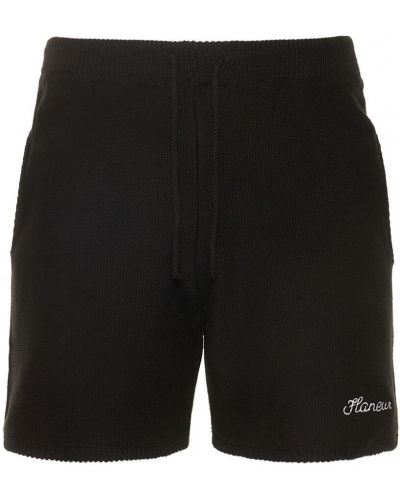 Pantaloni scurți din bumbac tricotate Flâneur negru