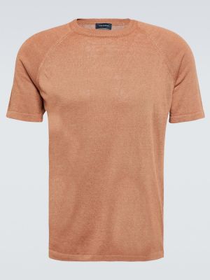 T-shirt en lin en coton Thom Sweeney marron
