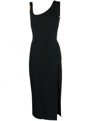 Aszimmetrikus ujjatlan midi ruha Versace Jeans Couture fekete