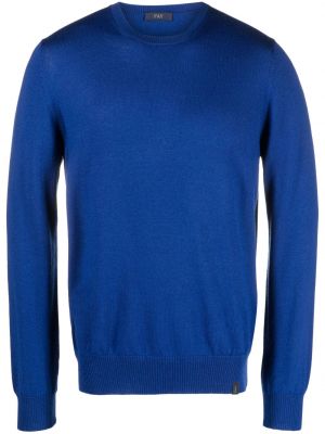 Vilnonis megztinis apvaliu kaklu Fay mėlyna