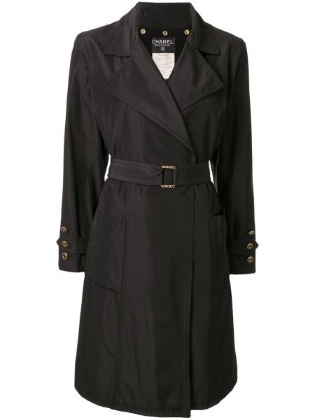 Abrigo de seda bootcut Chanel Pre-owned negro