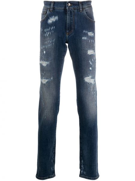 Jeans skinny effet usé slim Dolce & Gabbana bleu