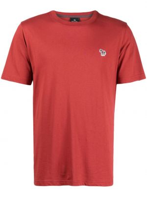Bavlnené tričko s výšivkou Ps Paul Smith červená