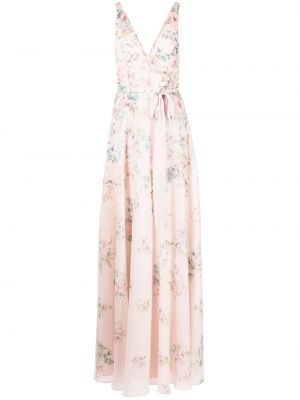 Sukienka bez rękawów w kwiatki z nadrukiem tiulowa Marchesa Notte Bridesmaids różowa