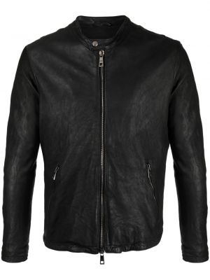 Usnjena jakna z zadrgo Giorgio Brato črna