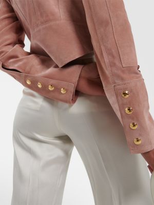 Semišová kožená bunda Tom Ford ružová