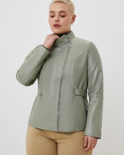 Кожаная куртка Le Monique зеленая