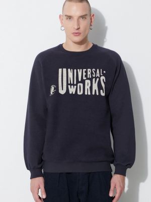 Pamučna hoodie s kapuljačom Universal Works plava