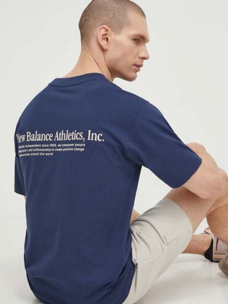Tricou din bumbac New Balance albastru