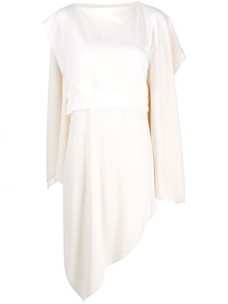 Асиметрична миди рокля Mm6 Maison Margiela бяло