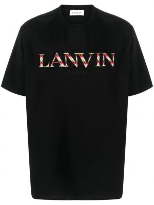 Bombažna majica z vezenjem Lanvin črna