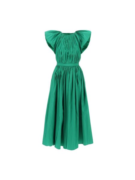 Sukienka midi plisowana Alexander Mcqueen zielona