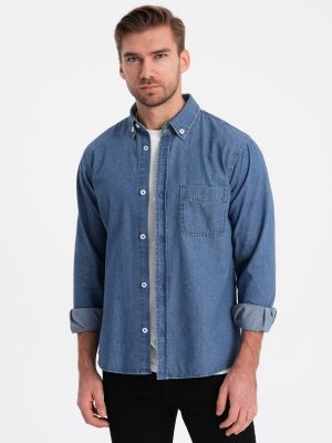 Slim fit rifľová košeľa Ombre modrá