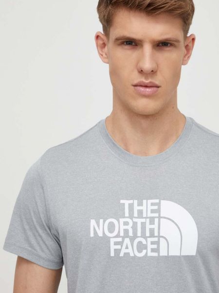 Тениска с дълъг ръкав с принт The North Face сиво