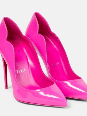 Кожени полуотворени обувки от лакирана кожа Christian Louboutin розово