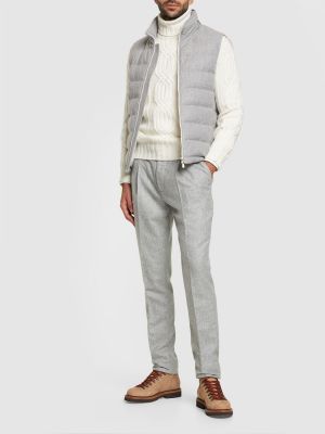 Pantalon en laine en flanelle Brunello Cucinelli gris