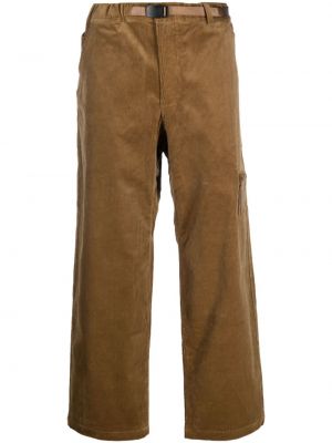 Ravne hlače iz rebrastega žameta Gramicci rjava