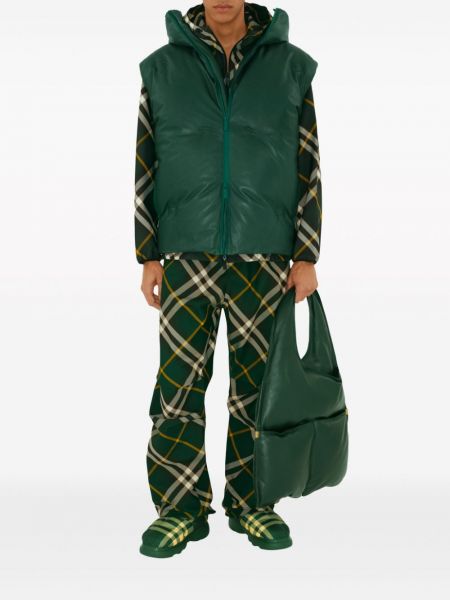 Spodnie w kratkę relaxed fit Burberry zielone