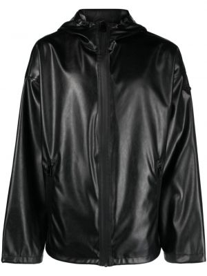 Usnjena jakna s kapuco Diesel črna