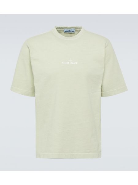 Kokvilnas t-krekls džersija Stone Island zaļš