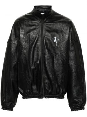 Kožna jakna s printom Doublet crna