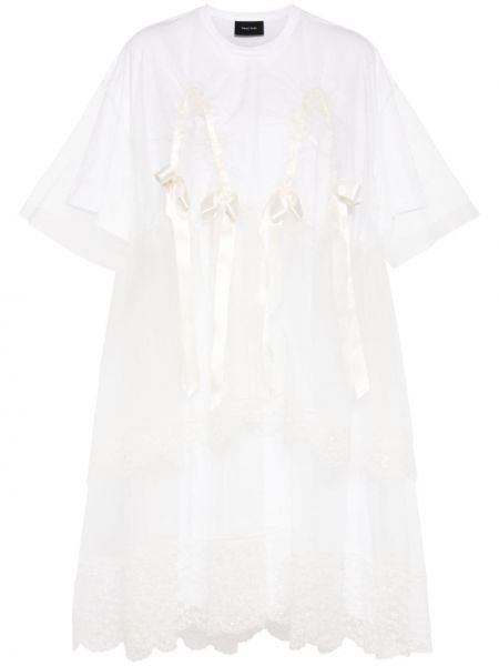 Tylové šaty s mašľou Simone Rocha biela