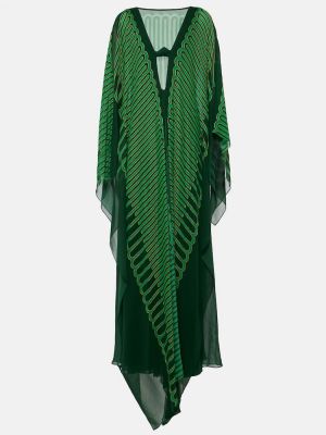 Svilena dolga obleka s potiskom Johanna Ortiz zelena